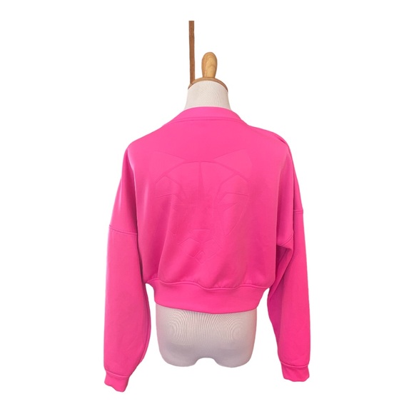 Puma hot pink cropped pullover sweatshirt with zipper detail SZ M workout lounge - Picture 3 of 6